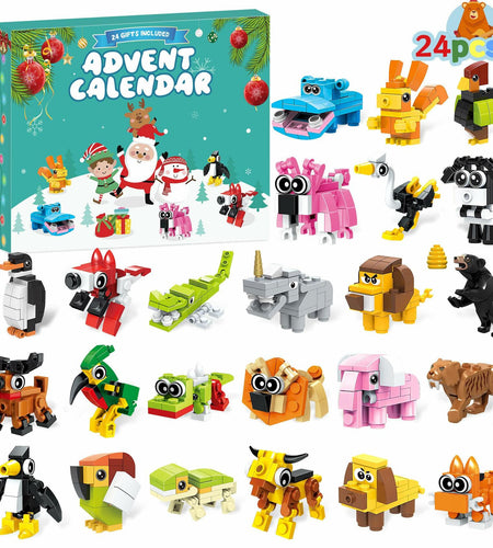 Animal Building Blocks Advent Calendar 24 Pack Christmas Toys for Kids 2024