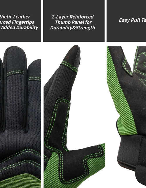Load image into Gallery viewer, SAVJOB Synthetic Leather Work Gloves Touchscreen Yard Garden Green Small
