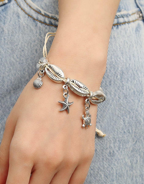 Load image into Gallery viewer, Bethynas Bohemian Shell Beads Pendant Adjustable Anklet Bracelet Silver
