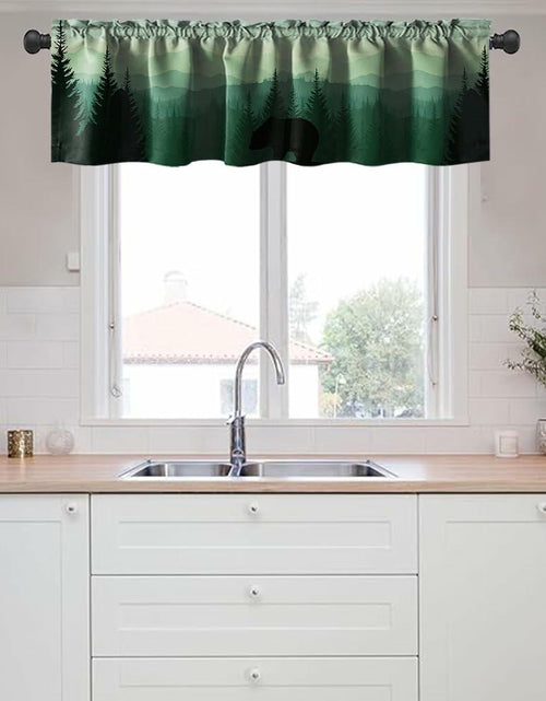 Load image into Gallery viewer, GDYIGB Window Valance 54x18 Green Forest Bear Rod Pocket Curtain Panel
