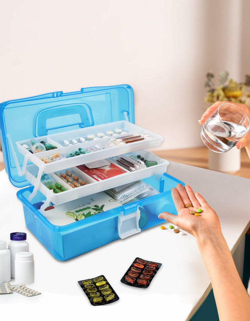 Load image into Gallery viewer, Qudqju 3-Layer Small Tackle Box Organizer with Handle Blue

