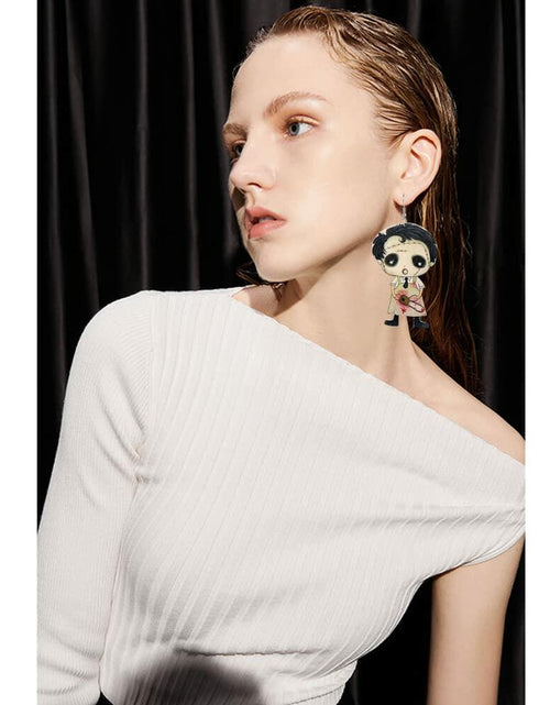 Load image into Gallery viewer, CBLUED Halloween Cute Ghost Pumpkin Wooden Dangle Earrings Women
