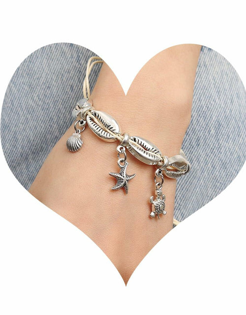 Load image into Gallery viewer, Bethynas Bohemian Shell Beads Pendant Adjustable Anklet Bracelet Silver
