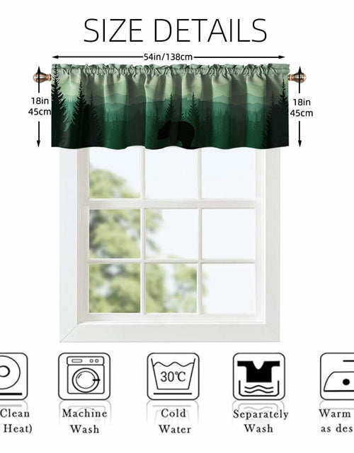 Load image into Gallery viewer, GDYIGB Window Valance 54x18 Green Forest Bear Rod Pocket Curtain Panel
