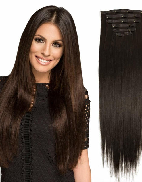 Load image into Gallery viewer, [Like New] MYS Hair 24inch PU Clip-In Synthetic Hair Extensions Dark Brown 160g
