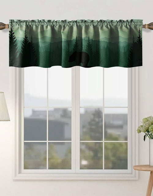 Load image into Gallery viewer, GDYIGB Window Valance 54x18 Green Forest Bear Rod Pocket Curtain Panel

