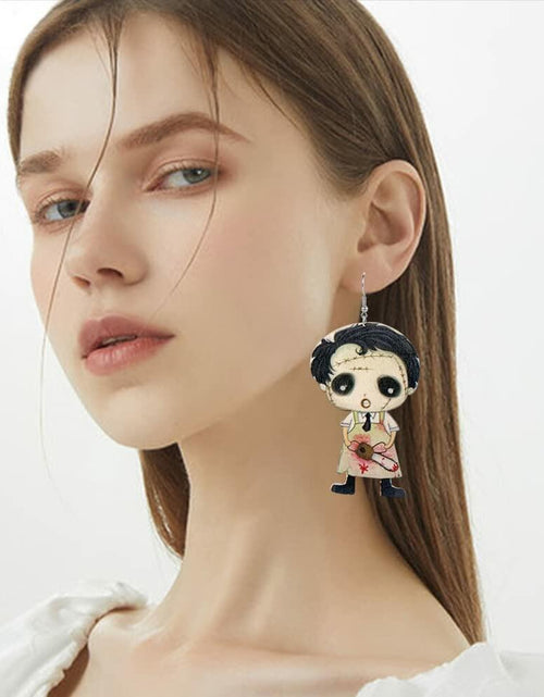 Load image into Gallery viewer, CBLUED Halloween Cute Ghost Pumpkin Wooden Dangle Earrings Women
