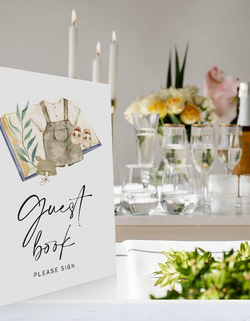 Load image into Gallery viewer, OXEDP Boho Baby Shower Guest Book Sign 8x11" w/ Stand Table Decor
