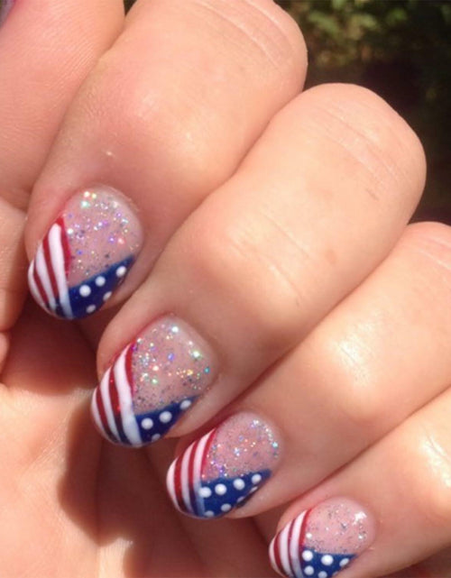 Load image into Gallery viewer, Independence Day Press On Nails Short Square USA Flag Patriotic Design
