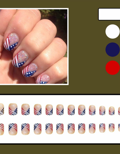 Load image into Gallery viewer, Independence Day Press On Nails Short Square USA Flag Patriotic Design
