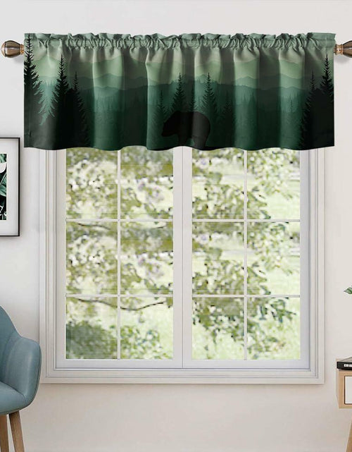 Load image into Gallery viewer, GDYIGB Window Valance 54x18 Green Forest Bear Rod Pocket Curtain Panel
