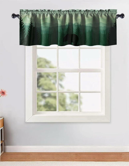 Load image into Gallery viewer, GDYIGB Window Valance 54x18 Green Forest Bear Rod Pocket Curtain Panel
