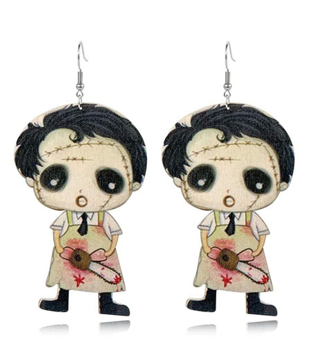 CBLUED Halloween Cute Ghost Pumpkin Wooden Dangle Earrings Women