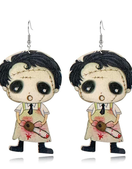 Load image into Gallery viewer, CBLUED Halloween Cute Ghost Pumpkin Wooden Dangle Earrings Women
