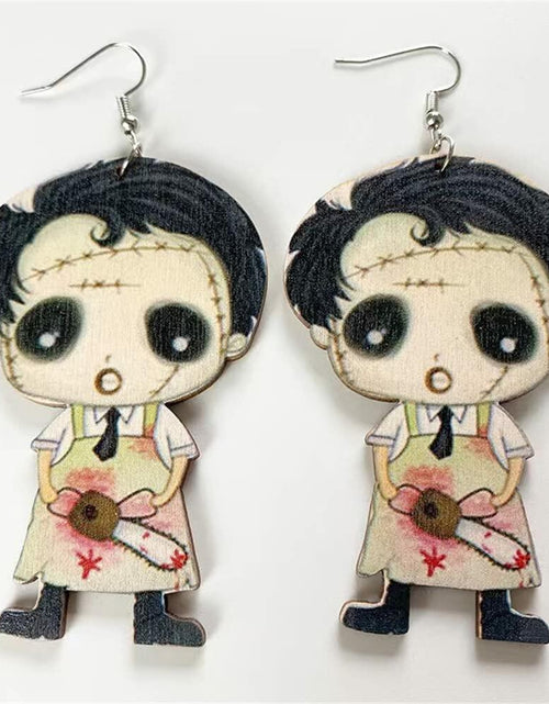 Load image into Gallery viewer, CBLUED Halloween Cute Ghost Pumpkin Wooden Dangle Earrings Women
