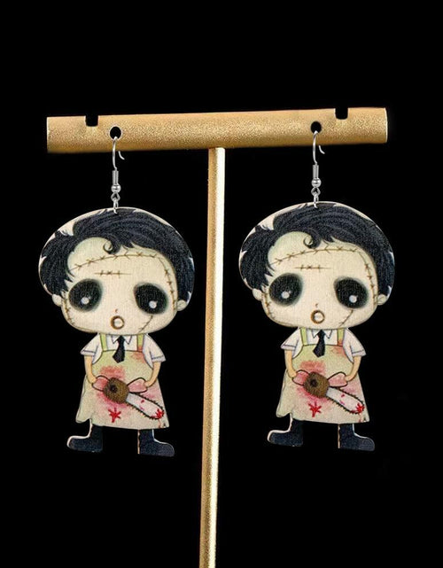 Load image into Gallery viewer, CBLUED Halloween Cute Ghost Pumpkin Wooden Dangle Earrings Women
