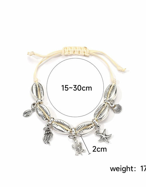 Load image into Gallery viewer, Bethynas Bohemian Shell Beads Pendant Adjustable Anklet Bracelet Silver
