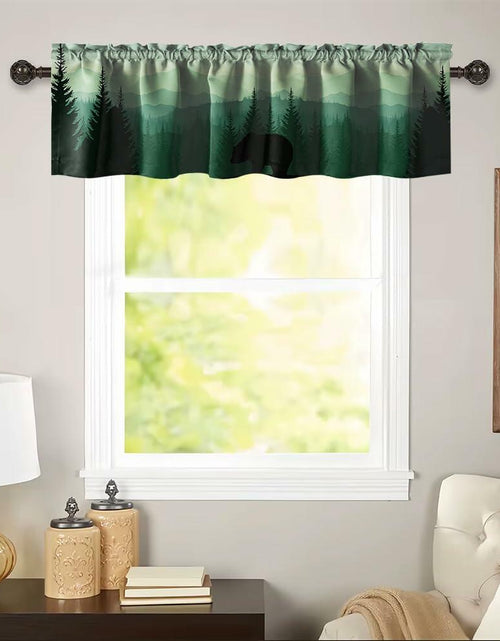 Load image into Gallery viewer, GDYIGB Window Valance 54x18 Green Forest Bear Rod Pocket Curtain Panel
