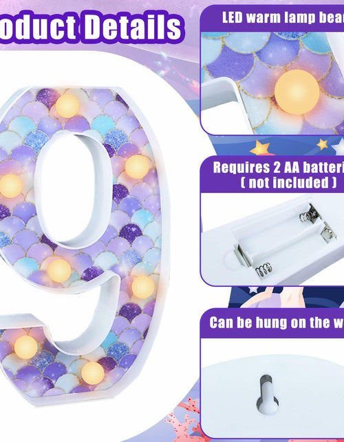 Load image into Gallery viewer, MUNILAIL Mermaid Birthday Number 9 Light Up Sign Plastic Party Decor
