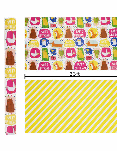 Load image into Gallery viewer, LaRibbons Reversible Birthday Wrapping Paper 17in x 33ft Birthday Star Color
