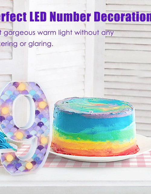 Load image into Gallery viewer, MUNILAIL Mermaid Birthday Number 9 Light Up Sign Plastic Party Decor
