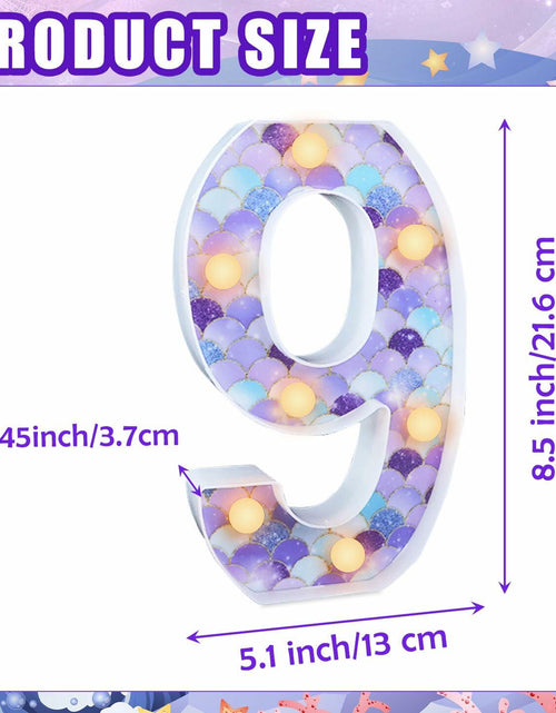 Load image into Gallery viewer, MUNILAIL Mermaid Birthday Number 9 Light Up Sign Plastic Party Decor
