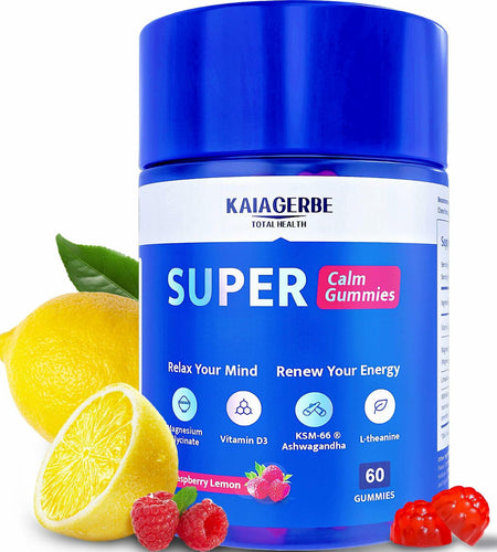 KAIAGERBE TOTAL HEALTH Magnesium Glycinate Gummies 100mg Ashwagandha 60 Ct