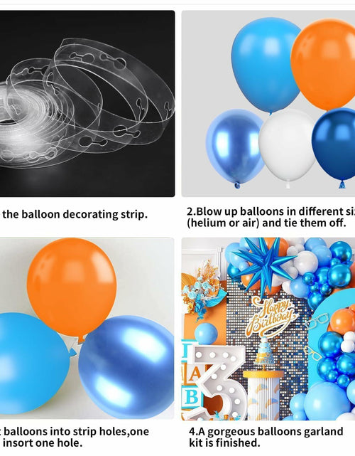 Load image into Gallery viewer, Sowide Orange Blue White Balloon Garland Arch Kit with Star Foil Balloons
