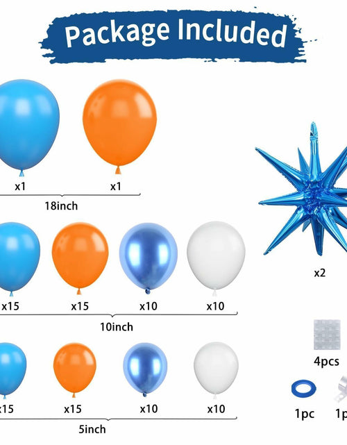 Load image into Gallery viewer, Sowide Orange Blue White Balloon Garland Arch Kit with Star Foil Balloons

