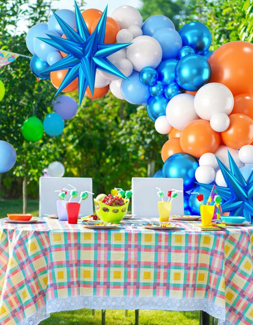 Load image into Gallery viewer, Sowide Orange Blue White Balloon Garland Arch Kit with Star Foil Balloons
