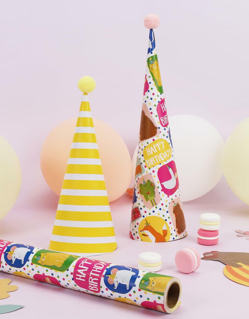 Load image into Gallery viewer, LaRibbons Reversible Birthday Wrapping Paper 17in x 33ft Birthday Star Color
