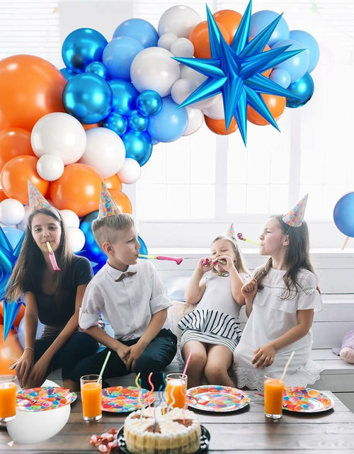 Load image into Gallery viewer, Sowide Orange Blue White Balloon Garland Arch Kit with Star Foil Balloons
