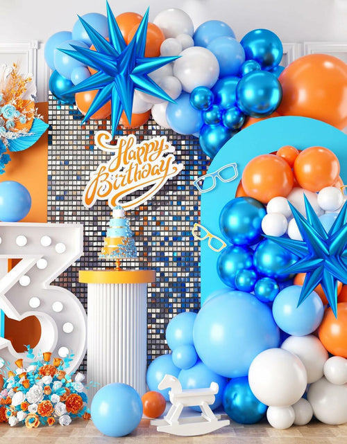 Load image into Gallery viewer, Sowide Orange Blue White Balloon Garland Arch Kit with Star Foil Balloons
