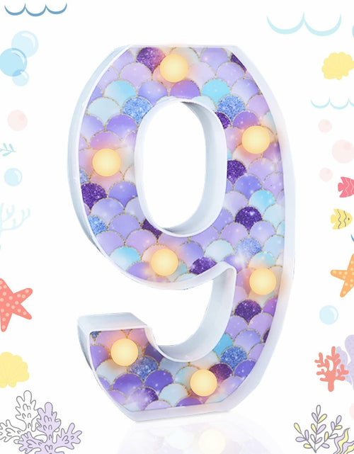 Load image into Gallery viewer, MUNILAIL Mermaid Birthday Number 9 Light Up Sign Plastic Party Decor
