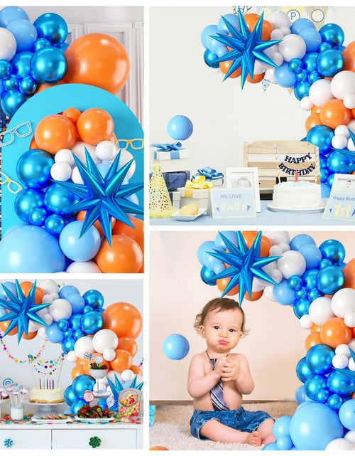 Load image into Gallery viewer, Sowide Orange Blue White Balloon Garland Arch Kit with Star Foil Balloons
