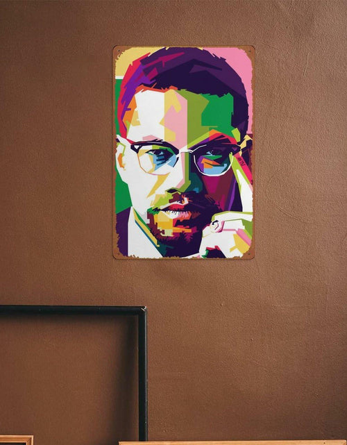 Load image into Gallery viewer, KIVYYB Malcolm X Portrait Tin Sign Retro Metal Wall Art 8x12 Inches
