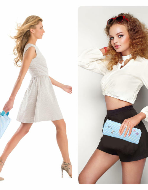 Load image into Gallery viewer, LOYEJEGL Travel Cosmetic Bag with Double Sided Mirror &amp; Brush Bag Blue
