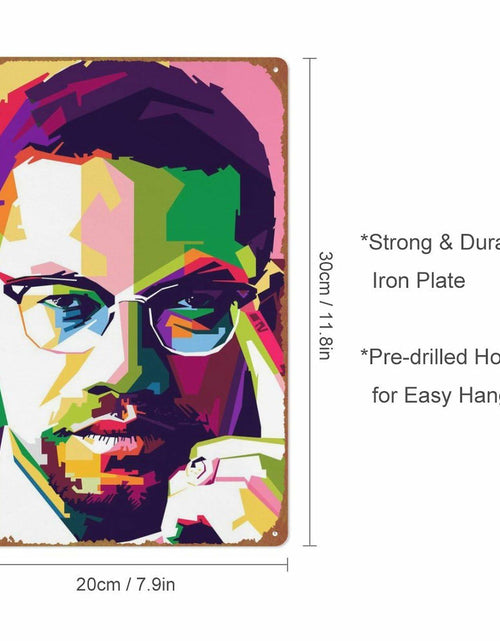 Load image into Gallery viewer, KIVYYB Malcolm X Portrait Tin Sign Retro Metal Wall Art 8x12 Inches
