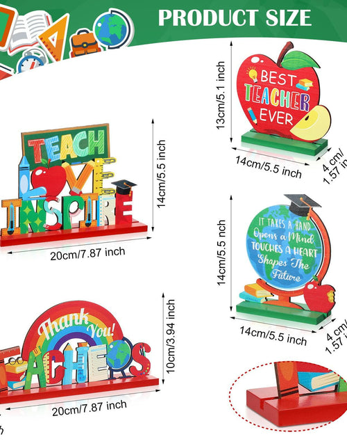 Load image into Gallery viewer, Amyhill 4 Pcs Teacher Appreciation Wooden Table Centerpieces Decorations
