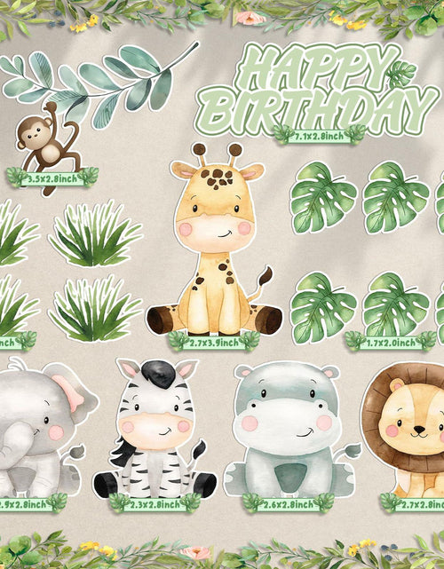 Load image into Gallery viewer, Usoway Jungle Animal Cake Topper Safari Wild Animals Pastel Cardstock
