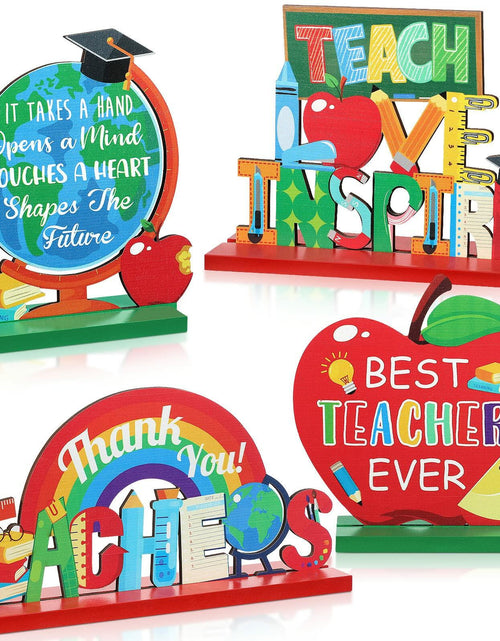 Load image into Gallery viewer, Amyhill 4 Pcs Teacher Appreciation Wooden Table Centerpieces Decorations
