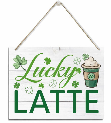 XQLSR St Patricks Day Coffee Wood Sign Irish Rustic Porch Decor