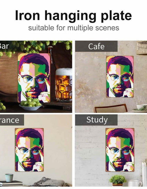 Load image into Gallery viewer, KIVYYB Malcolm X Portrait Tin Sign Retro Metal Wall Art 8x12 Inches
