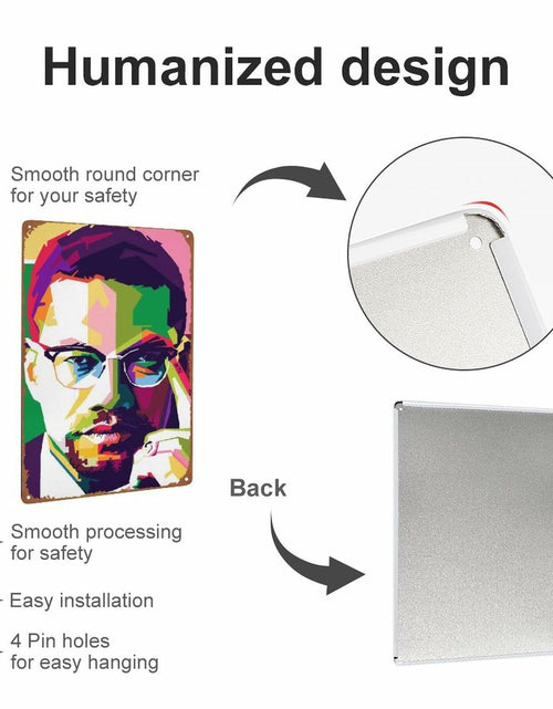 Load image into Gallery viewer, KIVYYB Malcolm X Portrait Tin Sign Retro Metal Wall Art 8x12 Inches
