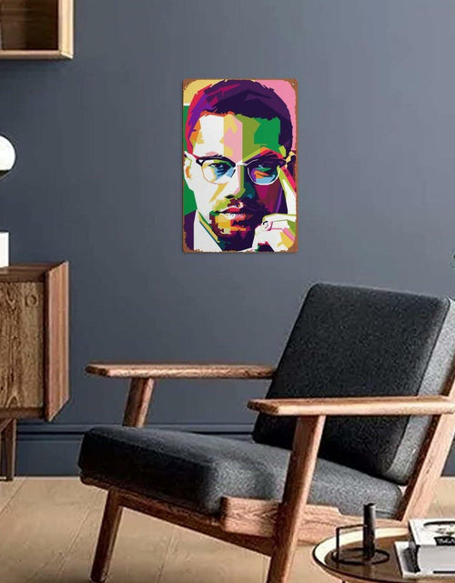 Load image into Gallery viewer, KIVYYB Malcolm X Portrait Tin Sign Retro Metal Wall Art 8x12 Inches
