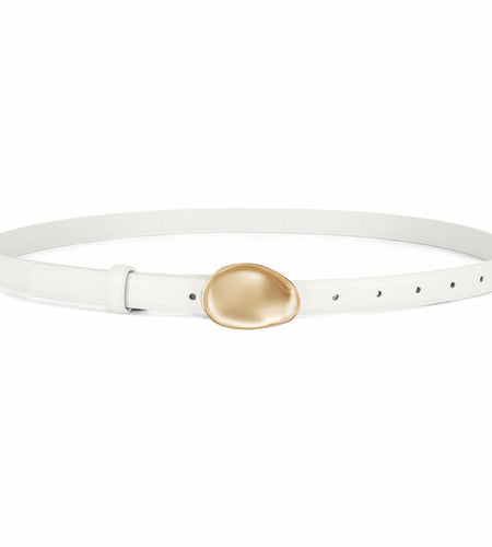 WERFORU Women Skinny Faux Leather Belt Gold Buckle 0.7" Width Size 36-42"