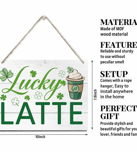 XQLSR St Patricks Day Coffee Wood Sign Irish Rustic Porch Decor