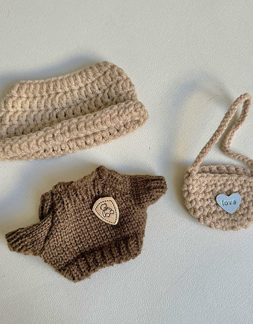 Load image into Gallery viewer, podafu Handcrafted Crochet Doll Clothes 3-Piece Set Animal Theme Cotton 17cm
