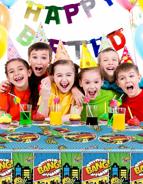 Load image into Gallery viewer, Generic 41pcs Blue Superheroes Birthday Party Tableware Plates Napkins Cloth
