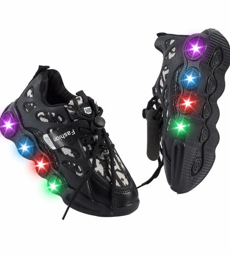 VRYUZHOU Kids Stylish Party Christmas Cartoon Sneakers Black Size 9